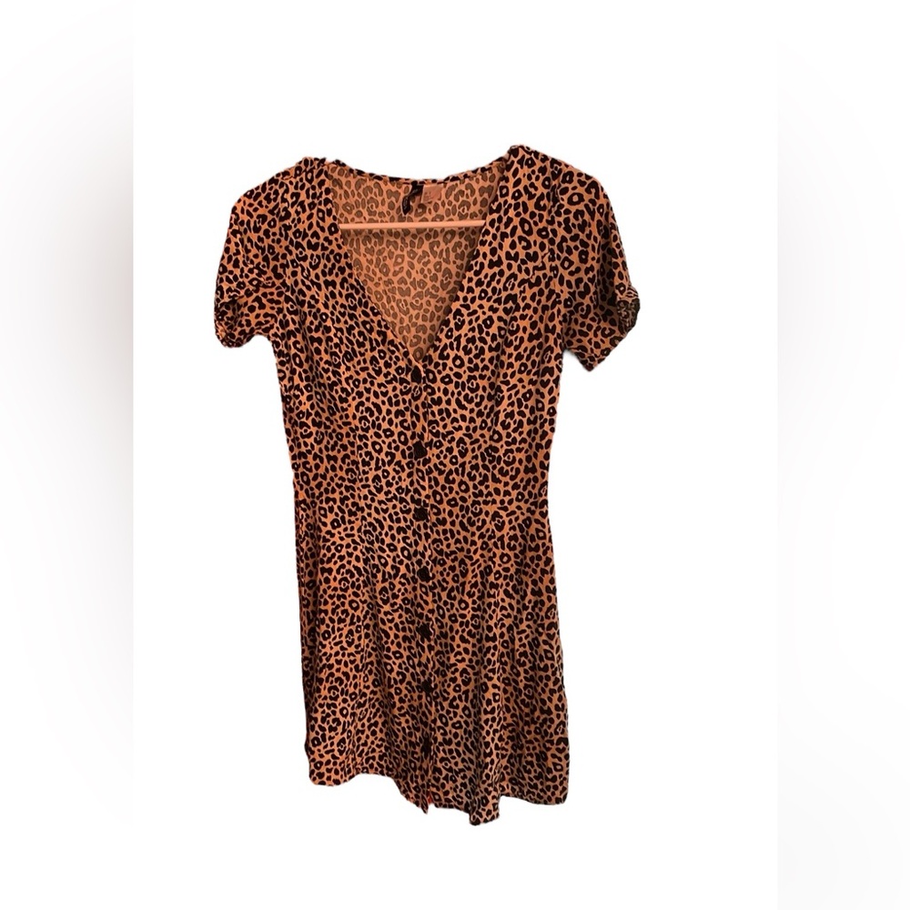 Divided by H&M cheetah mini dress full  button down, size 2 EUC
